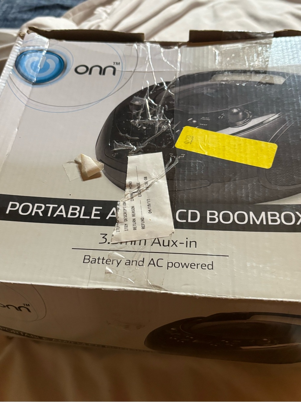 On Running Black Portable CD Boombox with Aux-in